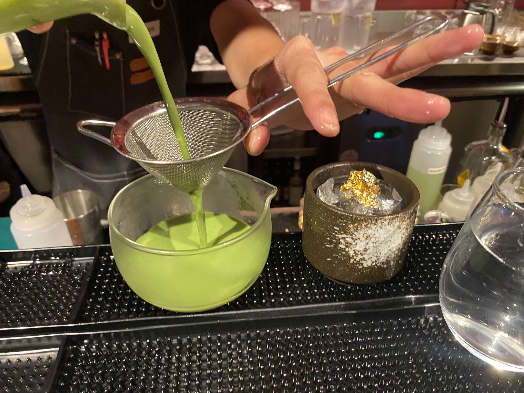 INOSHO signature matcha cocktail preparation