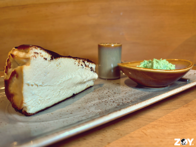 Burnt Basque Cheesecake with matcha cream